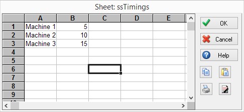 SIMUL8 spreadsheet