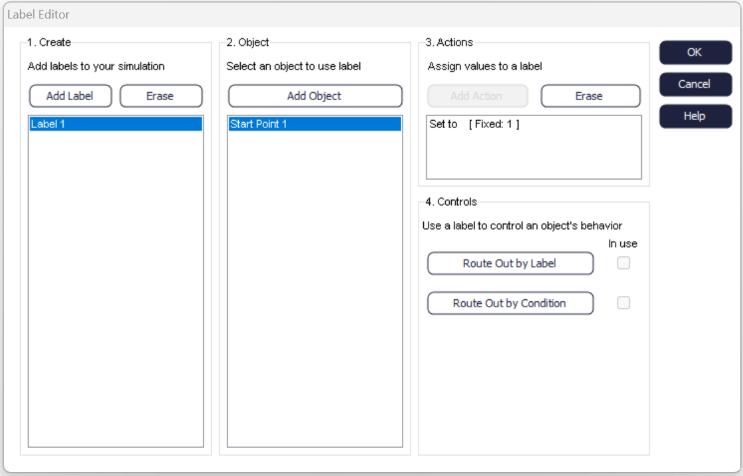 Label Editor Adding an Action