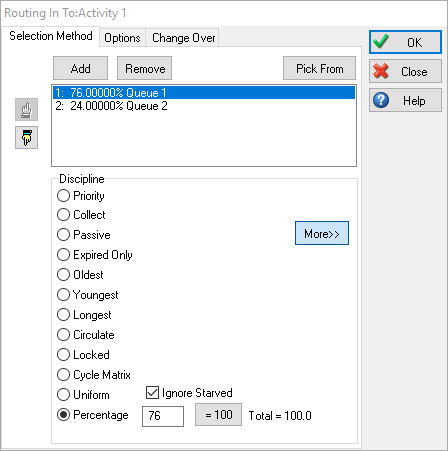 Route In By Percentage Dialog Example