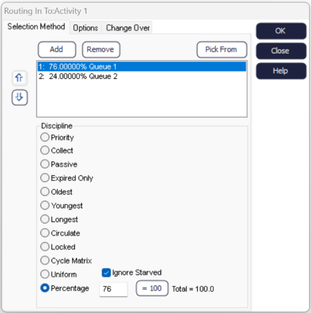 Route In By Percentage Dialog Example