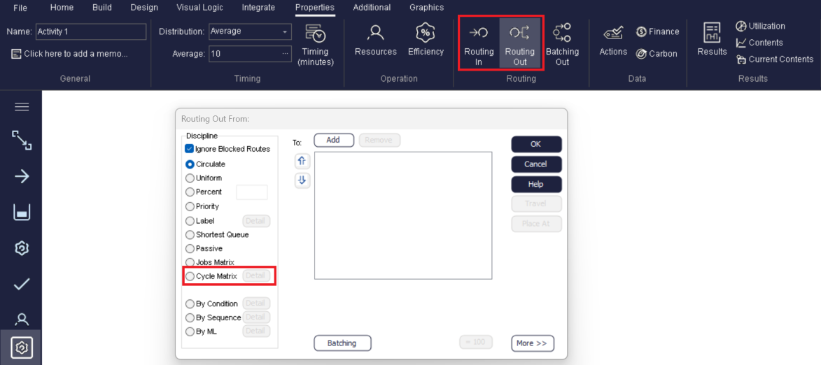 Simul8 Cycle Matrix for Activity routing Simul8 Cycle Matrix for Activity routing