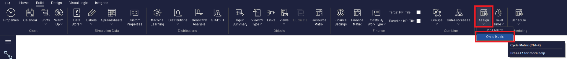 Simul8 Cycle Matrix Data and Rules Tab Simul8 Cycle Matrix Data and Rules Tab