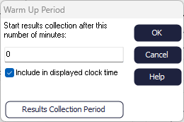 Simul8 Warm Up Period Dialog