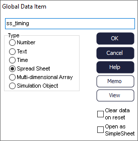 Simul8 Global Variable Dialog