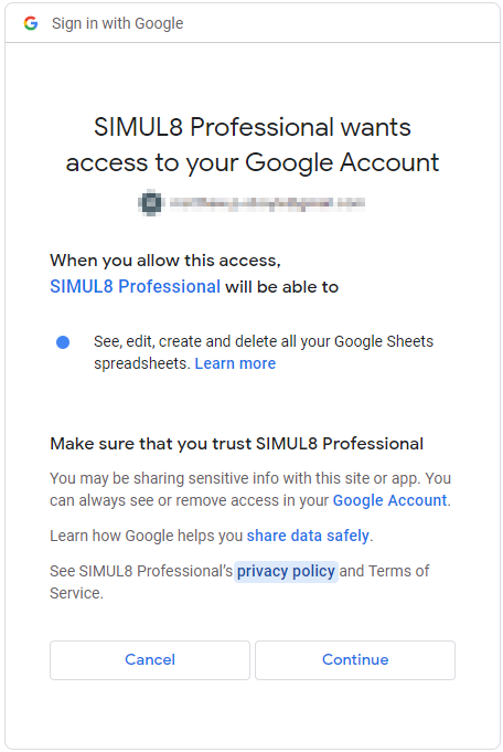 Simul8 Google Sheets Connection