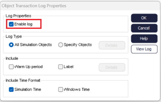 Simul8 Transaction Log by Object Properties