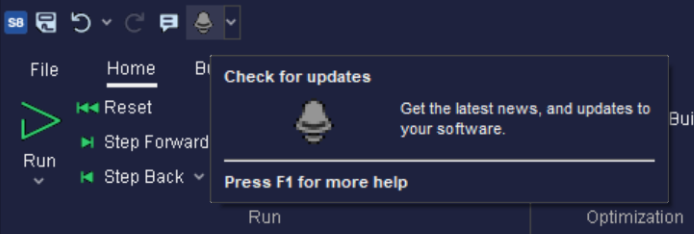 Simul8 Latest Build Notification on Menu