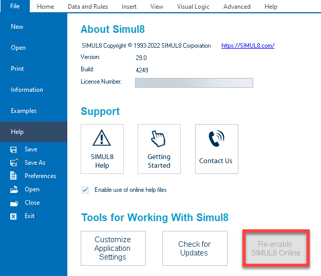 Re-enable Simul8 Online