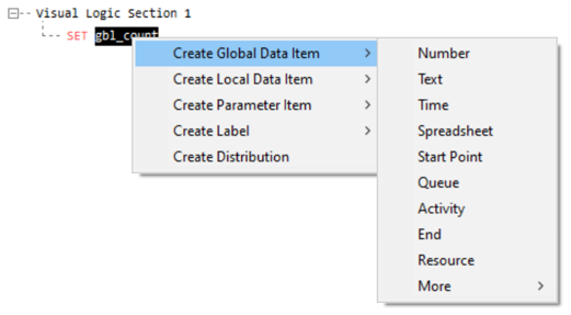 Simul8 VL create variables