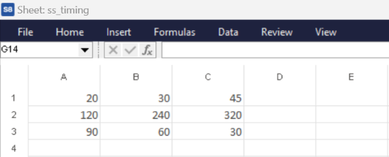 Simul8 Spreadsheets Window