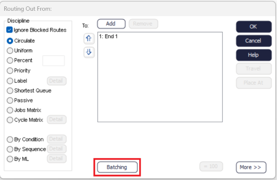 Simul8 Activity Routing Out Window