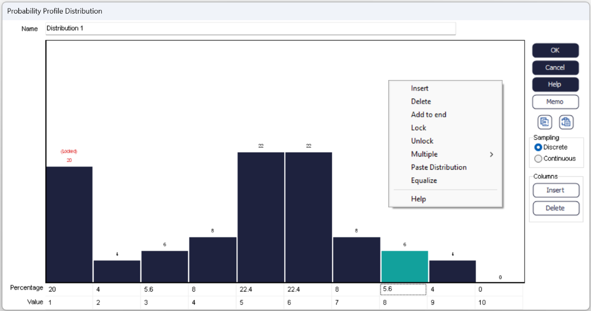 Simul8 Probability Profiles right click