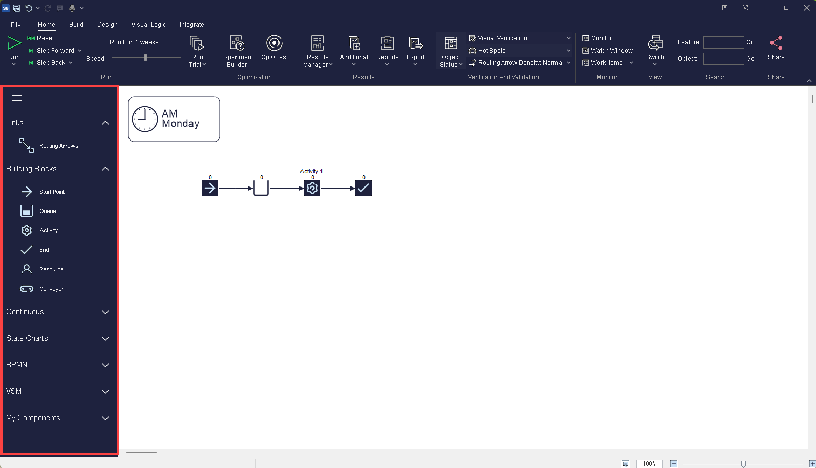 Simul8 Objects Panel