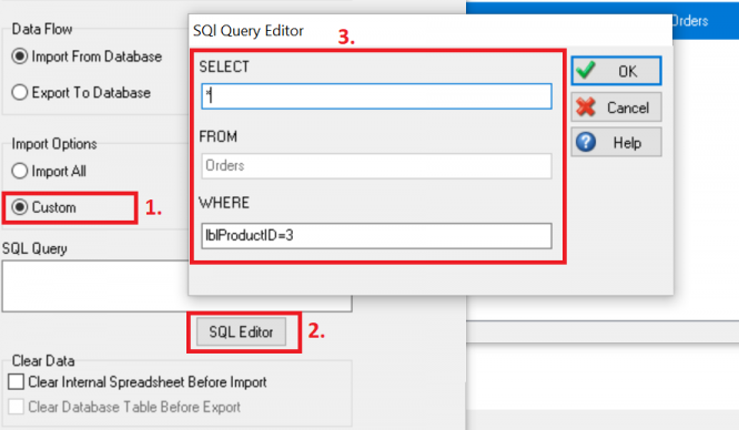 SQL Editor to import subsets of the data table