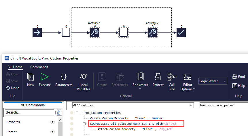 SIMUL8 Custom Property Visual Logic selected SIMUL8 Custom Property Visual Logic selected