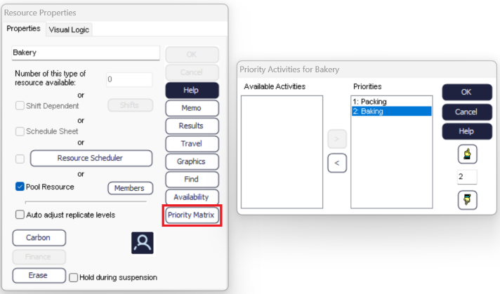 Simul8 Set Baker Resource Priority Matrix 