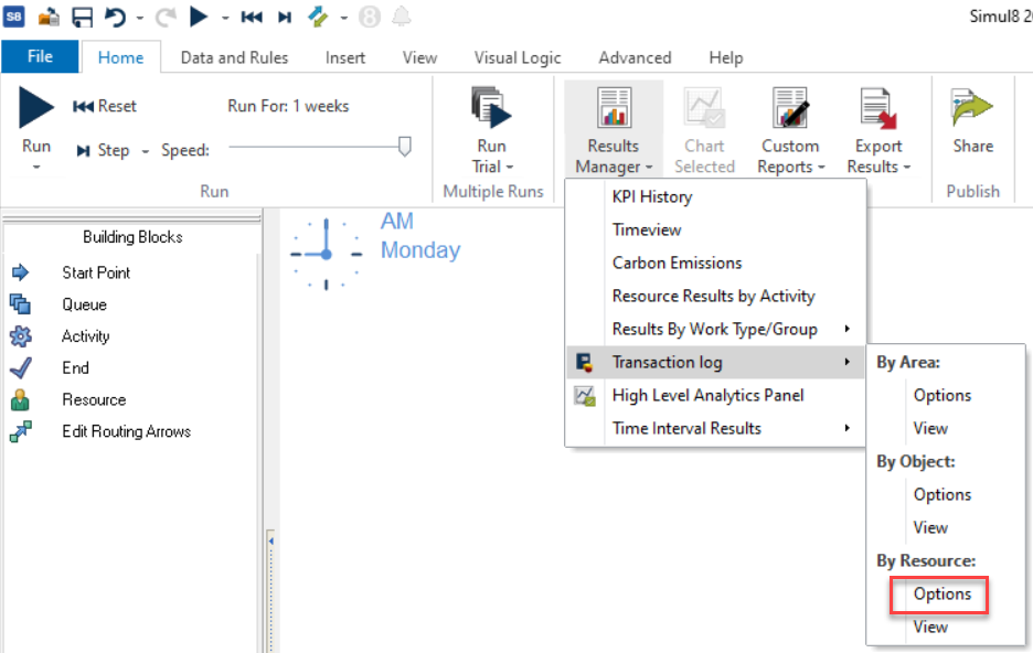 Simul8 Log by Resource tab Simul8 Log by Resource tab