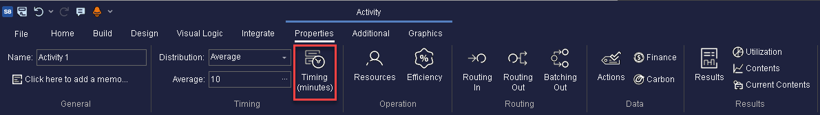 Simul8 Activity Timing Ribbon Dialog Simul8 Activity Timing Ribbon Dialog